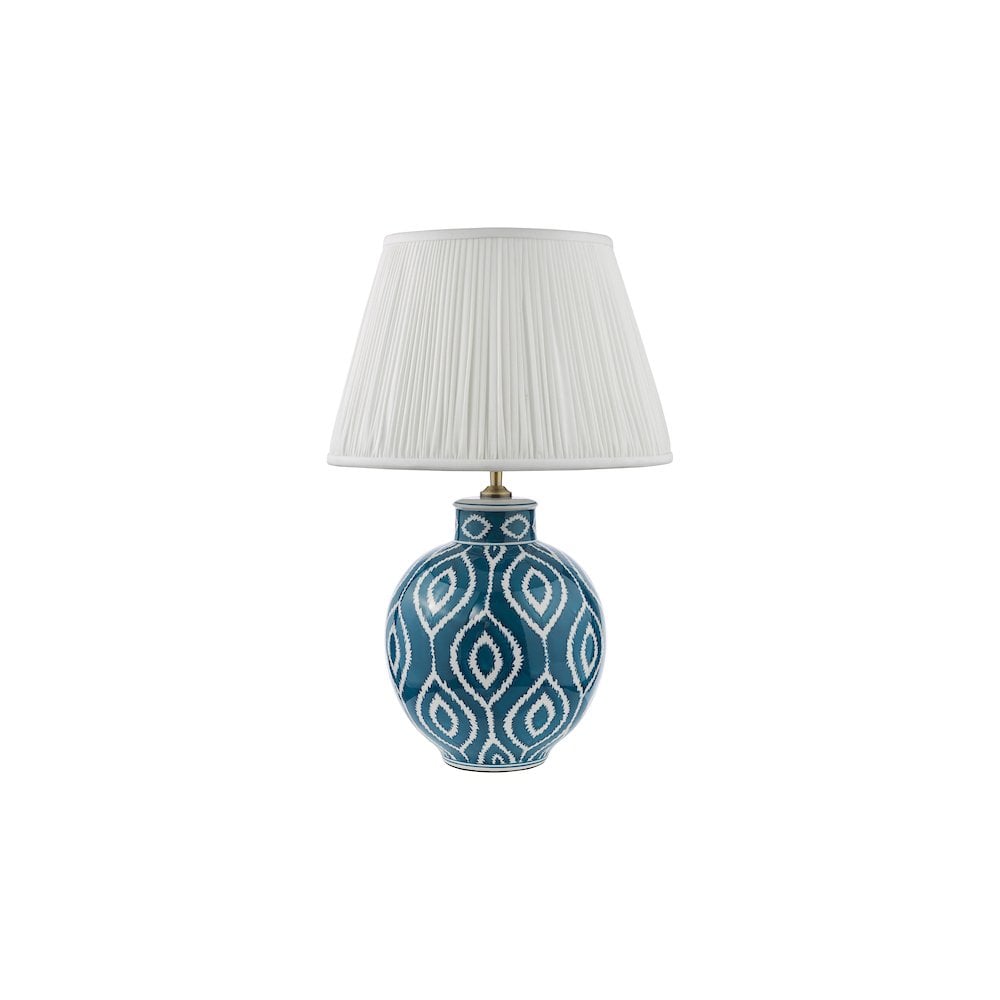 Dar DAK4223-ULY1615 Dakari Table Lamp Blue and Antique Brass With Shade