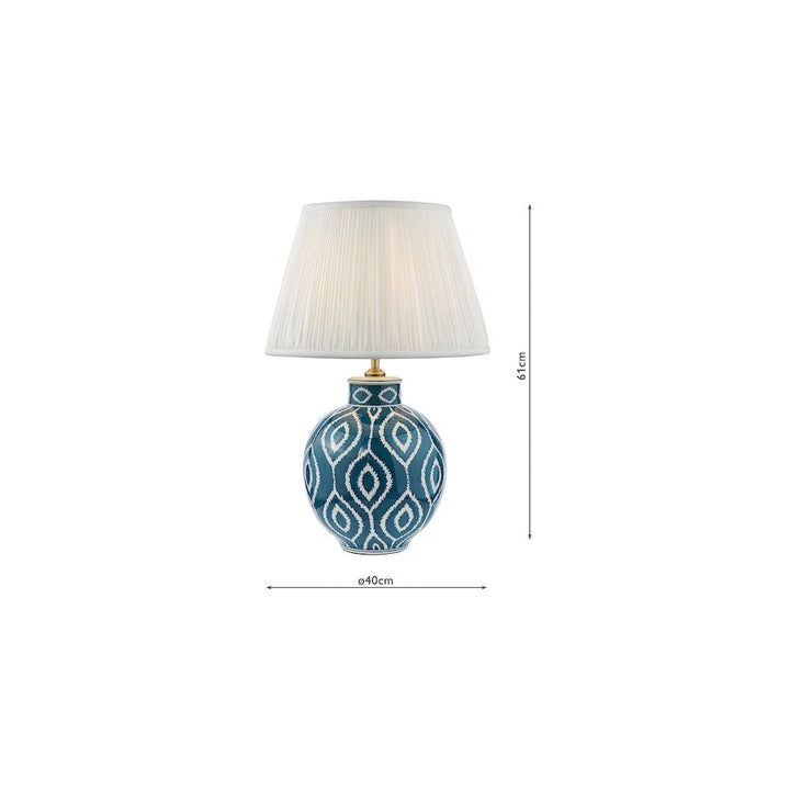 Dar DAK4223-ULY1615 Dakari Table Lamp Blue and Antique Brass With Shade