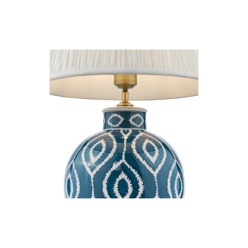 Dar DAK4223-ULY1615 Dakari Table Lamp Blue and Antique Brass With Shade