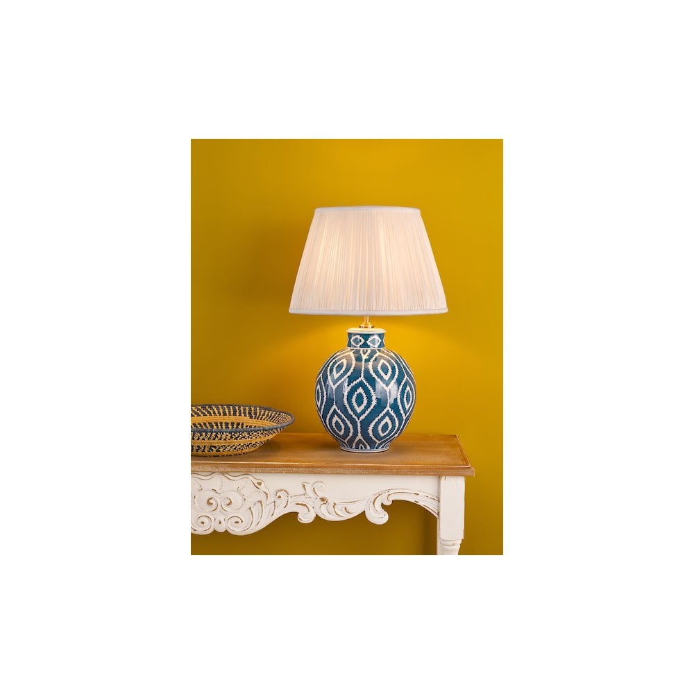 Dar DAK4223-ULY1615 Dakari Table Lamp Blue and Antique Brass With Shade