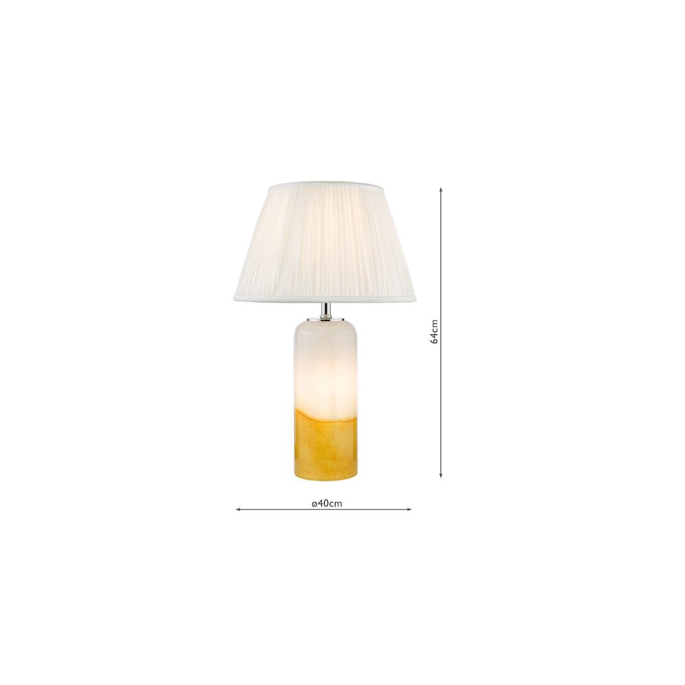 Dar DEA4226-ULY1615 Deandra Table Lamp Yellow and White Art Glass With Shade