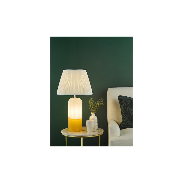 Dar DEA4226-ULY1615 Deandra Table Lamp Yellow and White Art Glass With Shade