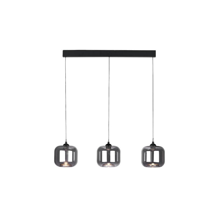 Dar EIL0322-AID6510B Eileen 3 Light Bar Pendant Matt Black and Smoked Glass LED