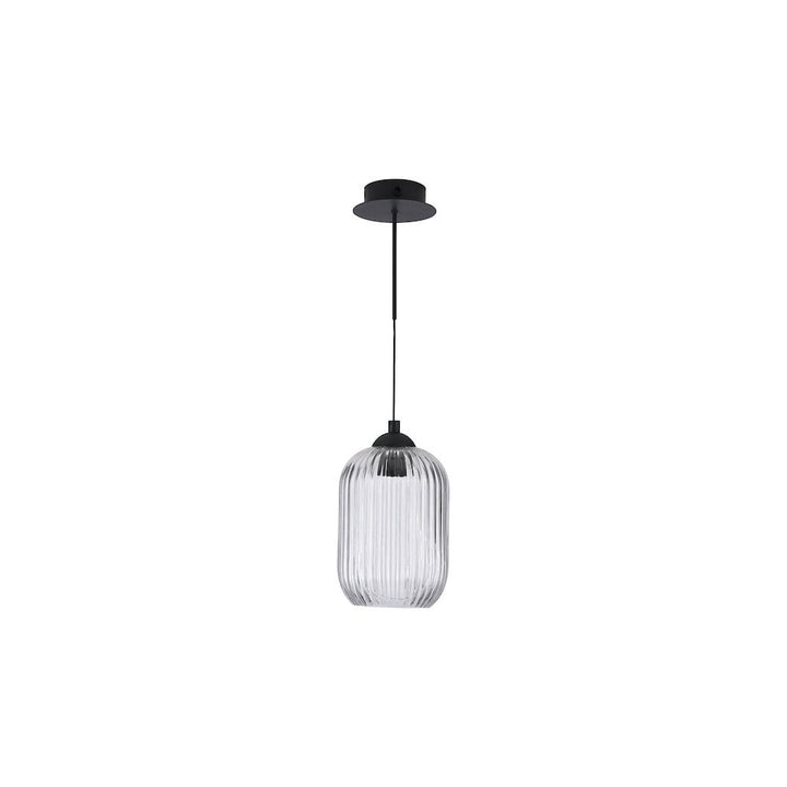 Dar EIL0722-SAW6508 Eileen Pendant/Wall Light Matt Black and Ribbed Glass LED