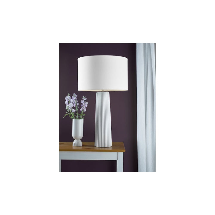 Dar MYL422-PYR162 Myla Ceramic Table Lamp White With Shade