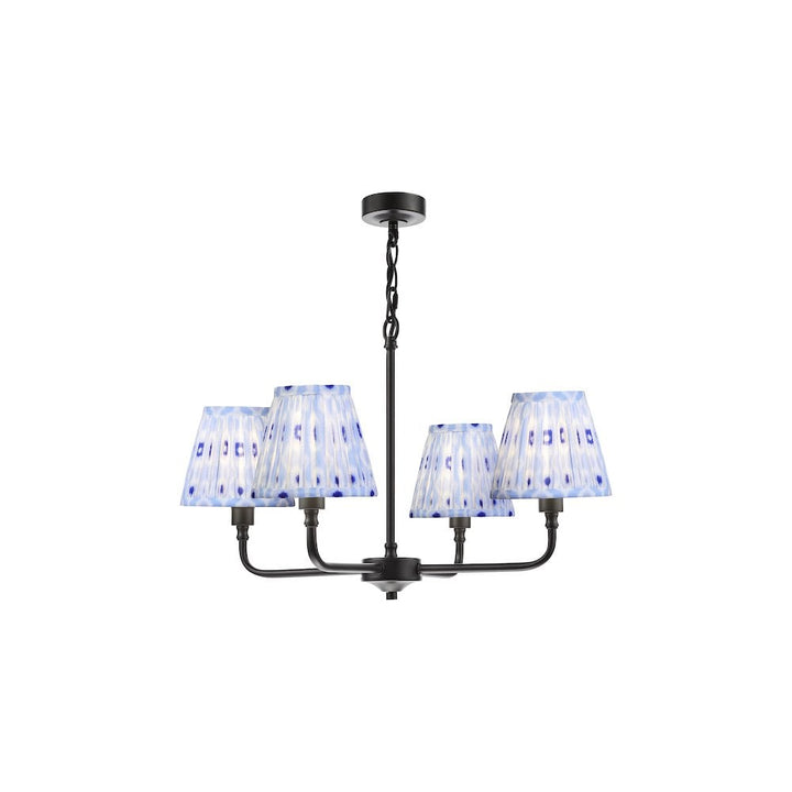 Dar PAD0422-IKA2623 Padme 4 Light Pendant Matt Black With Blue Shade