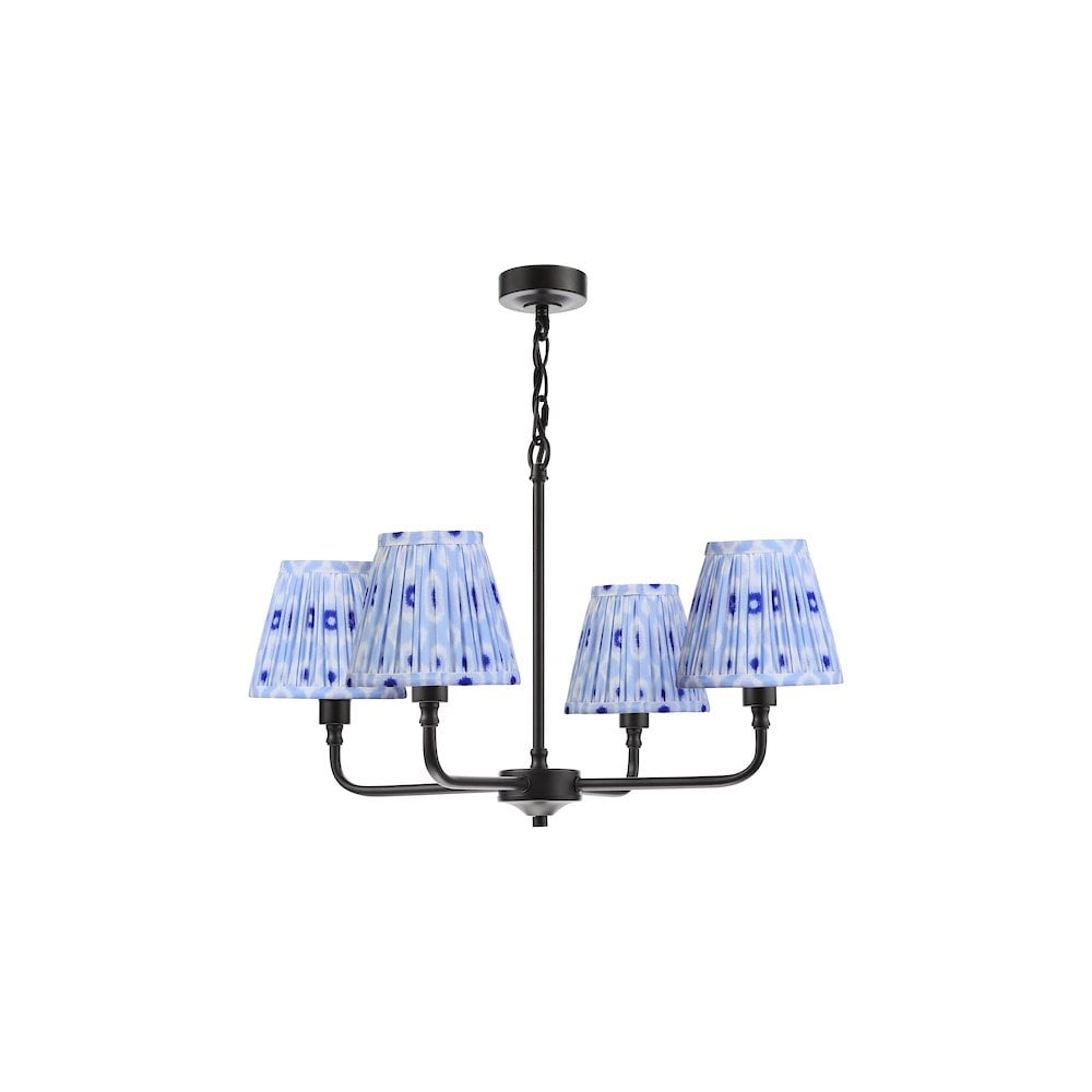 Dar PAD0422-IKA2623 Padme 4 Light Pendant Matt Black With Blue Shade