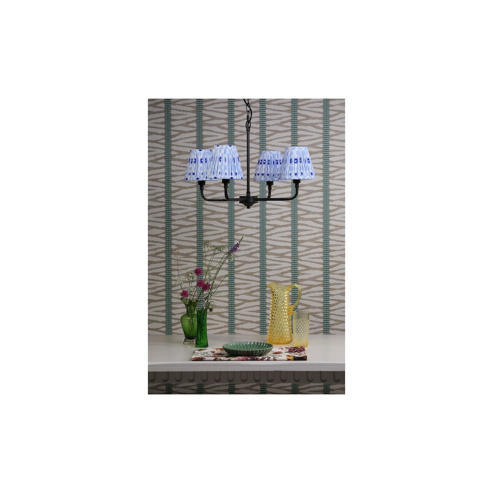 Dar PAD0422-IKA2623 Padme 4 Light Pendant Matt Black With Blue Shade