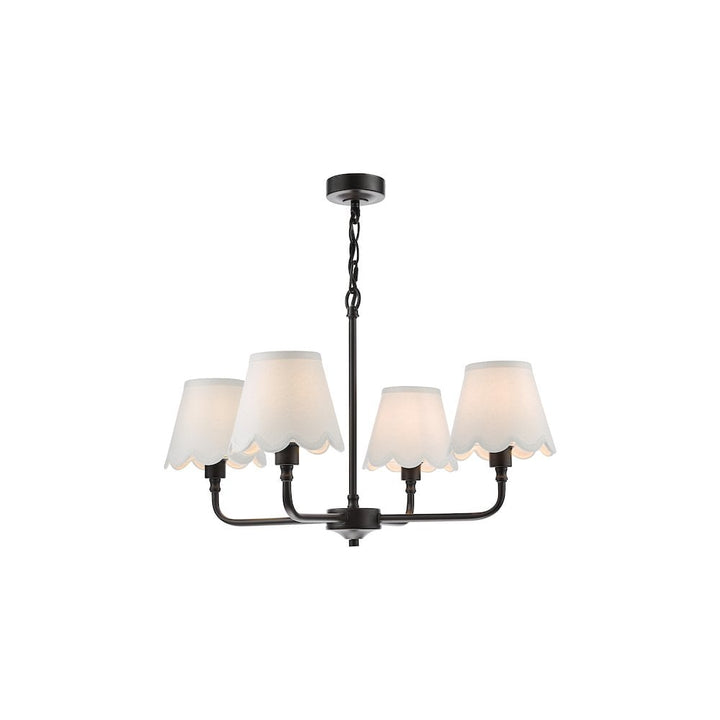 Dar PAD0422-NER262 Padme 4 Light Pendant Matt Black With Scallop Shade