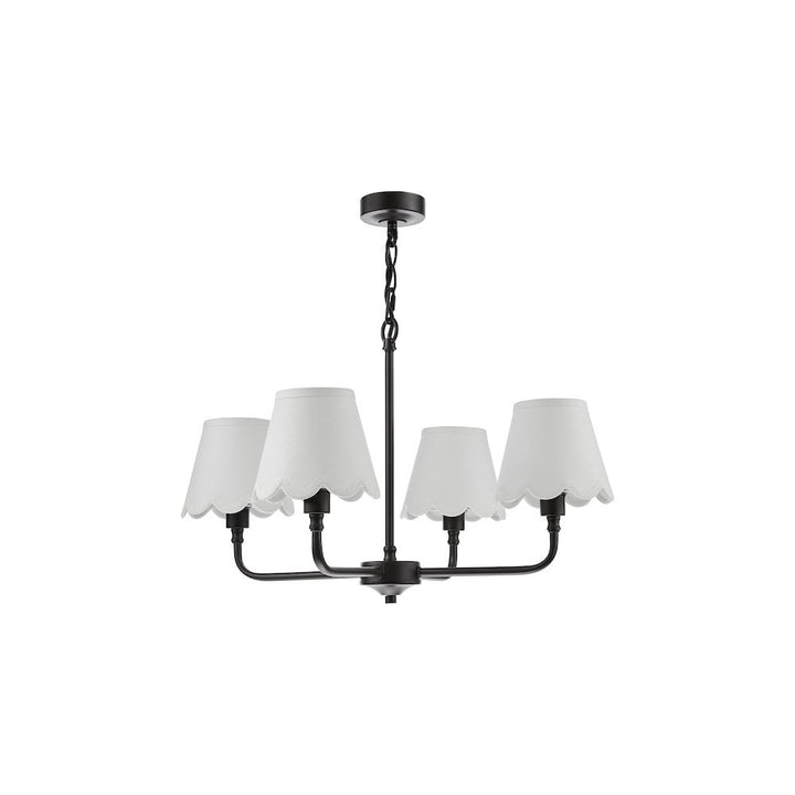 Dar PAD0422-NER262 Padme 4 Light Pendant Matt Black With Scallop Shade