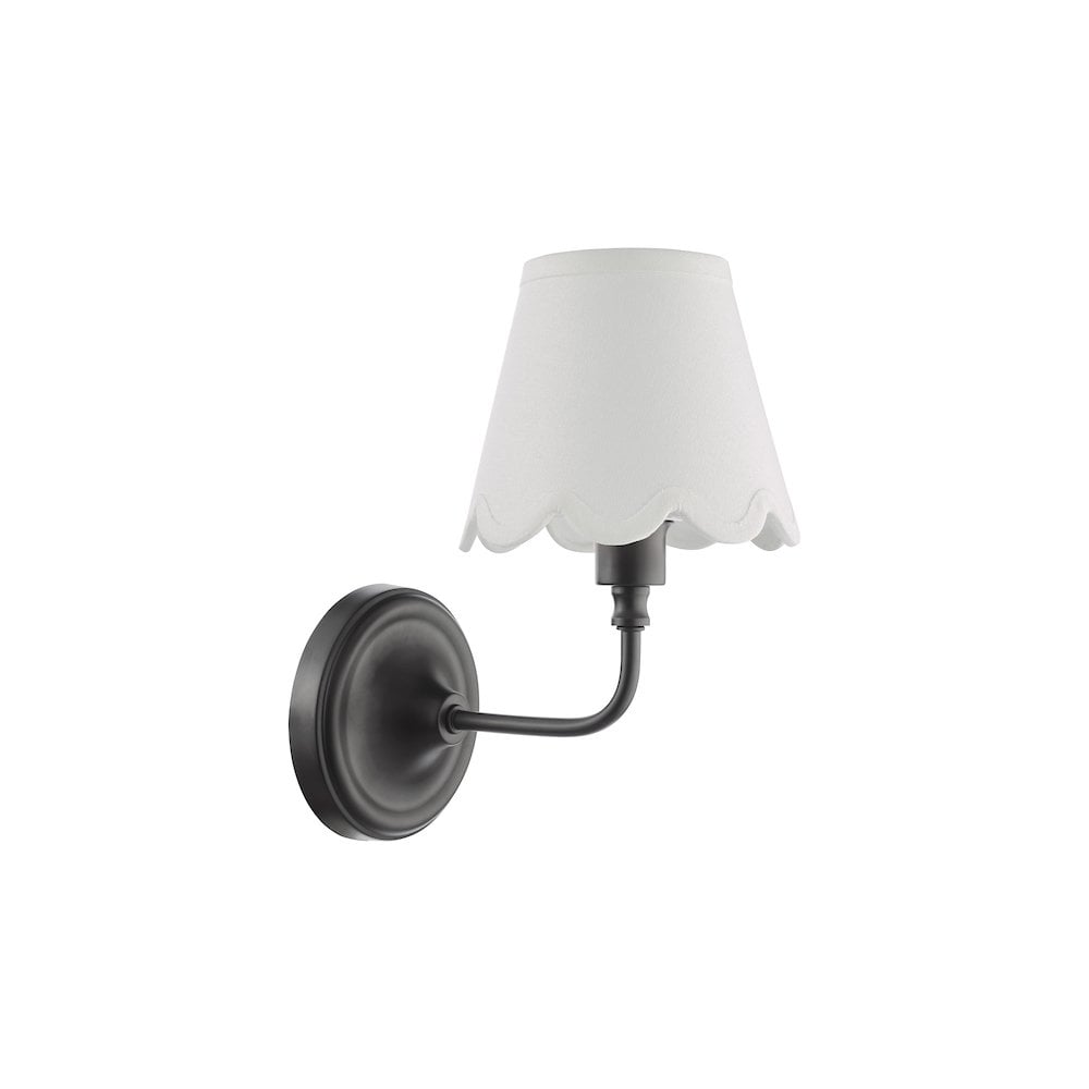 Dar PAD0722-NER262 Padme Wall Light Matt Black With Scallop Shade