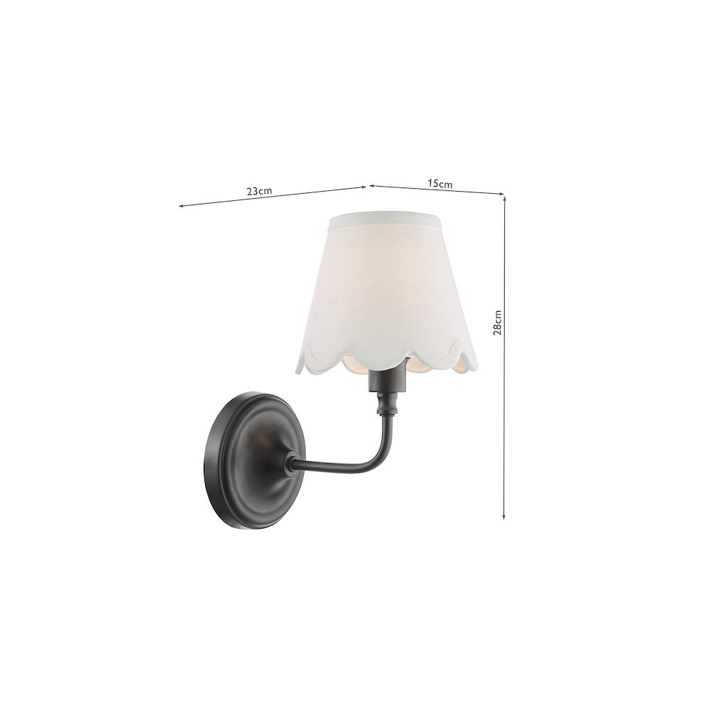 Dar PAD0722-NER262 Padme Wall Light Matt Black With Scallop Shade