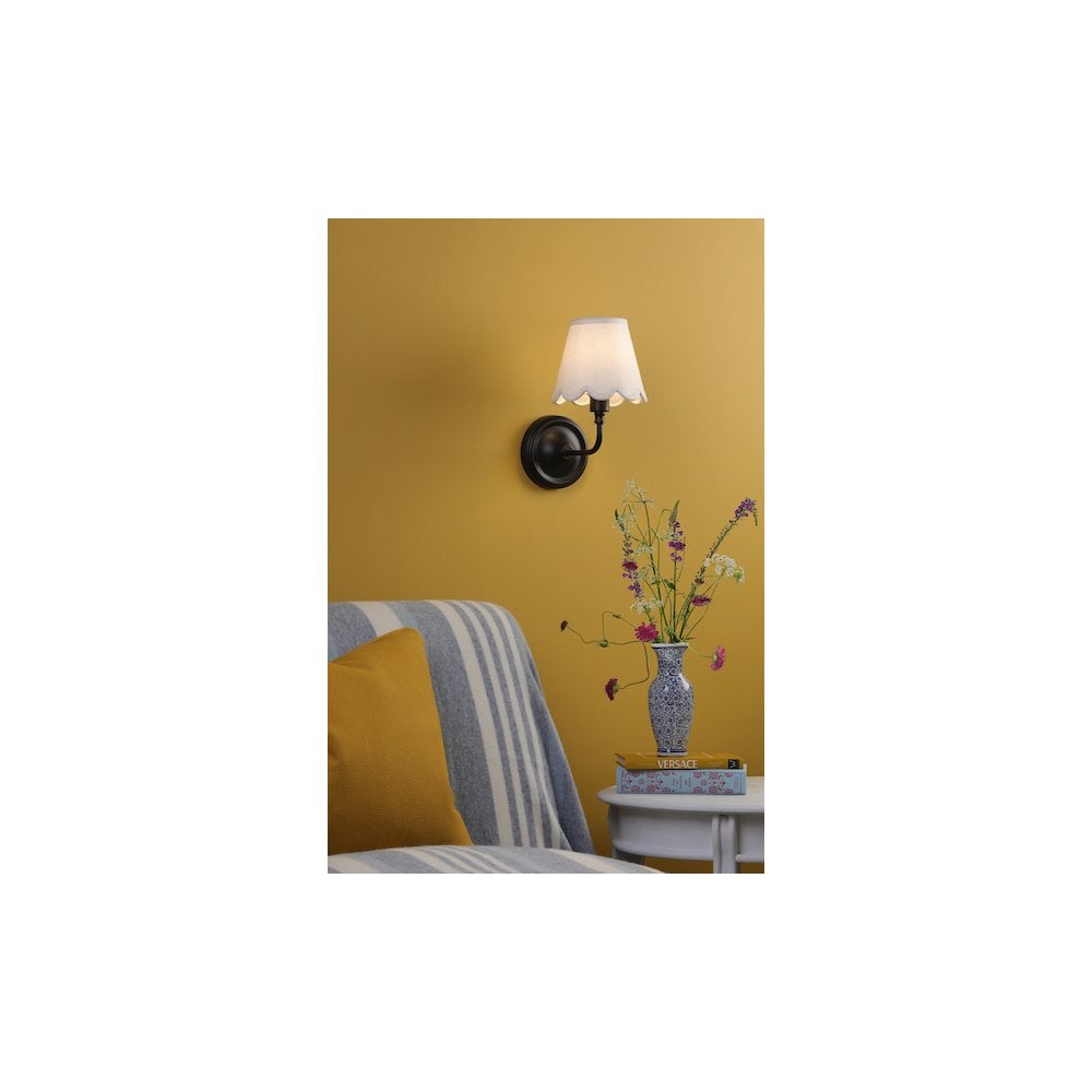 Dar PAD0722-NER262 Padme Wall Light Matt Black With Scallop Shade