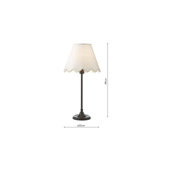 Dar PAD4222-NER102 Padme Table Lamp Matt Black With Scallop Shade