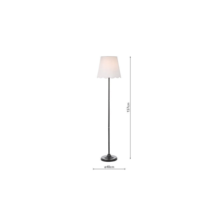 Dar PAD4922-NER162 Padme Floor Lamp Matt Black With Scallop Shade