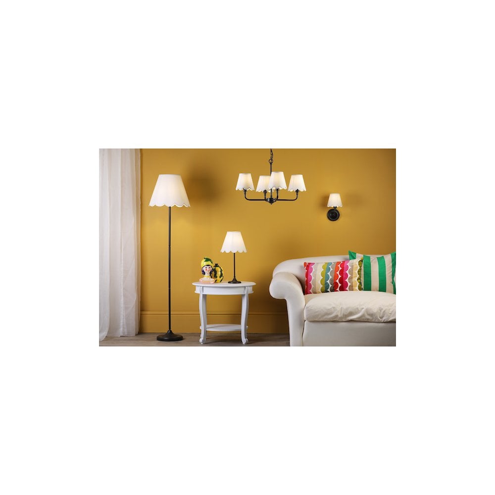 Dar PAD4922-NER162 Padme Floor Lamp Matt Black With Scallop Shade