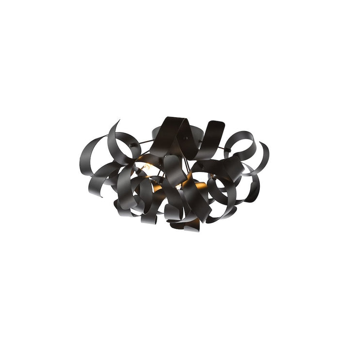 Dar SWA0422-03 Swash 4 Light Flush Black With Black Ribbins