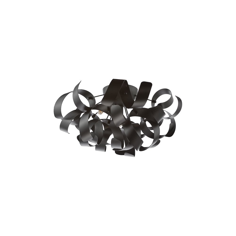 Dar SWA0422-03 Swash 4 Light Flush Black With Black Ribbins