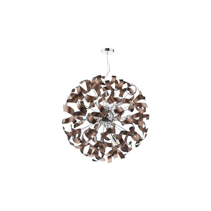 Dar SWA1250-06 Swash 12 Light Pendant Polished Chrome with Copper Ribbons