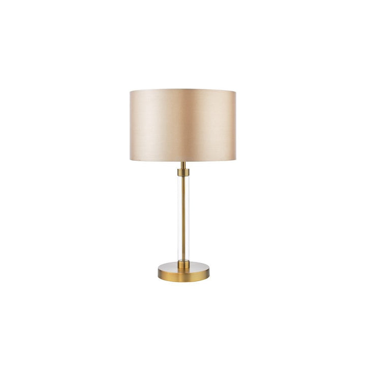 Dar SYL4275-LYR1229 Sylvester Table Lamp Antique Brass and Glass With Shade