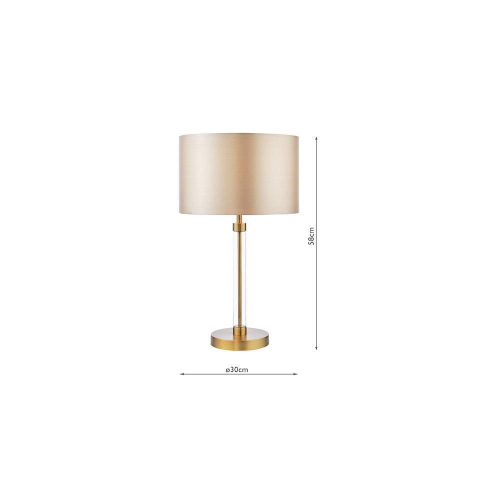 Dar SYL4275-LYR1229 Sylvester Table Lamp Antique Brass and Glass With Shade