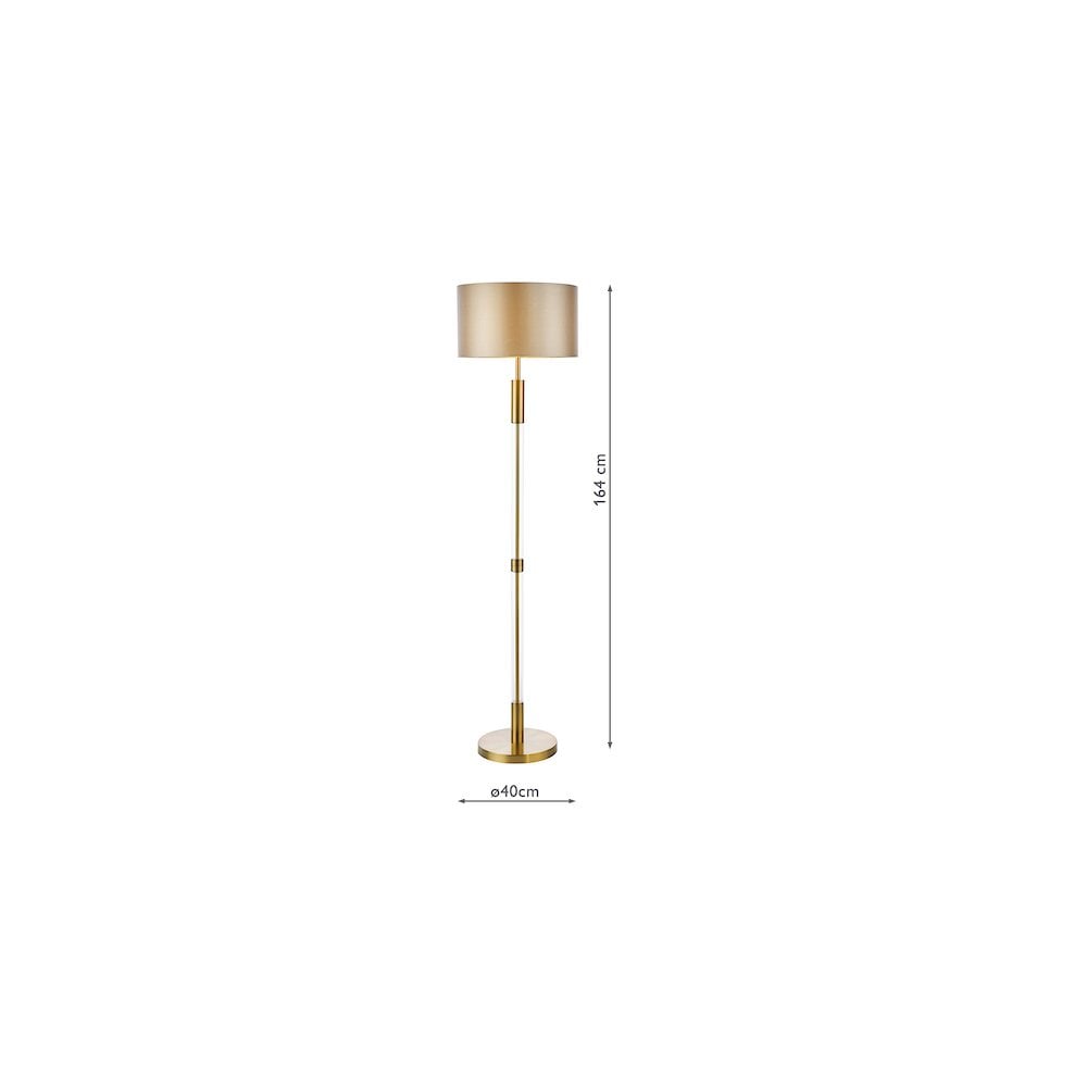 Dar SYL4975-LYR1629 Sylvester Floor Lamp Antique Brass and Glass With Shade