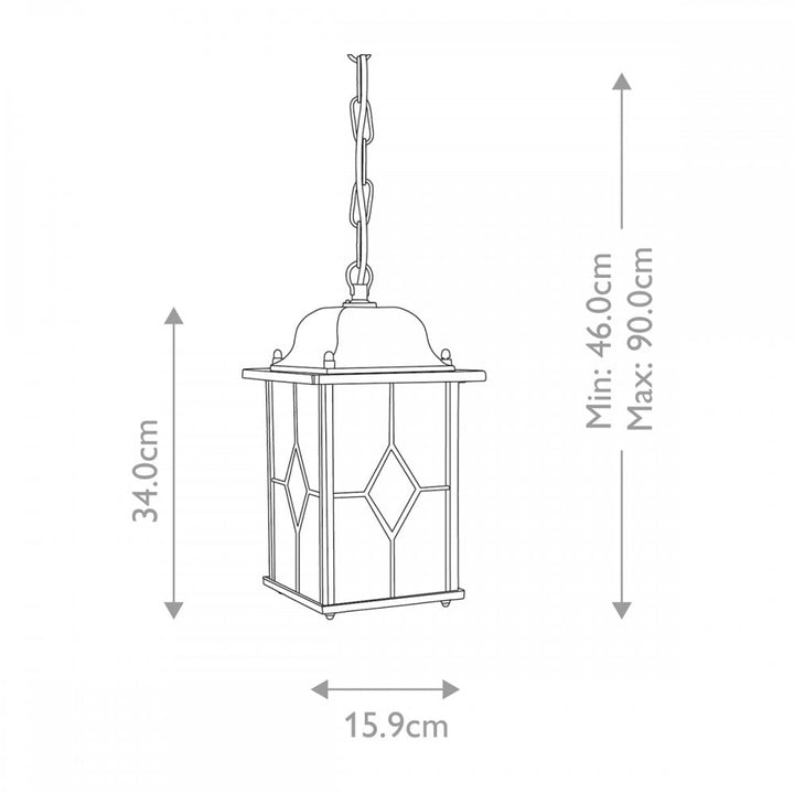Elstead WX9 Wexford Outdoor 1 Light Chain Lantern Black/Silver (S)