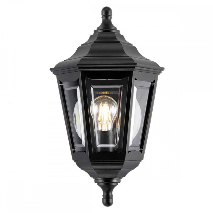 Elstead KINSALE-FLUSH Kinsale Outdoor 1 Light Flush Lantern Wall Lamp Black (S)