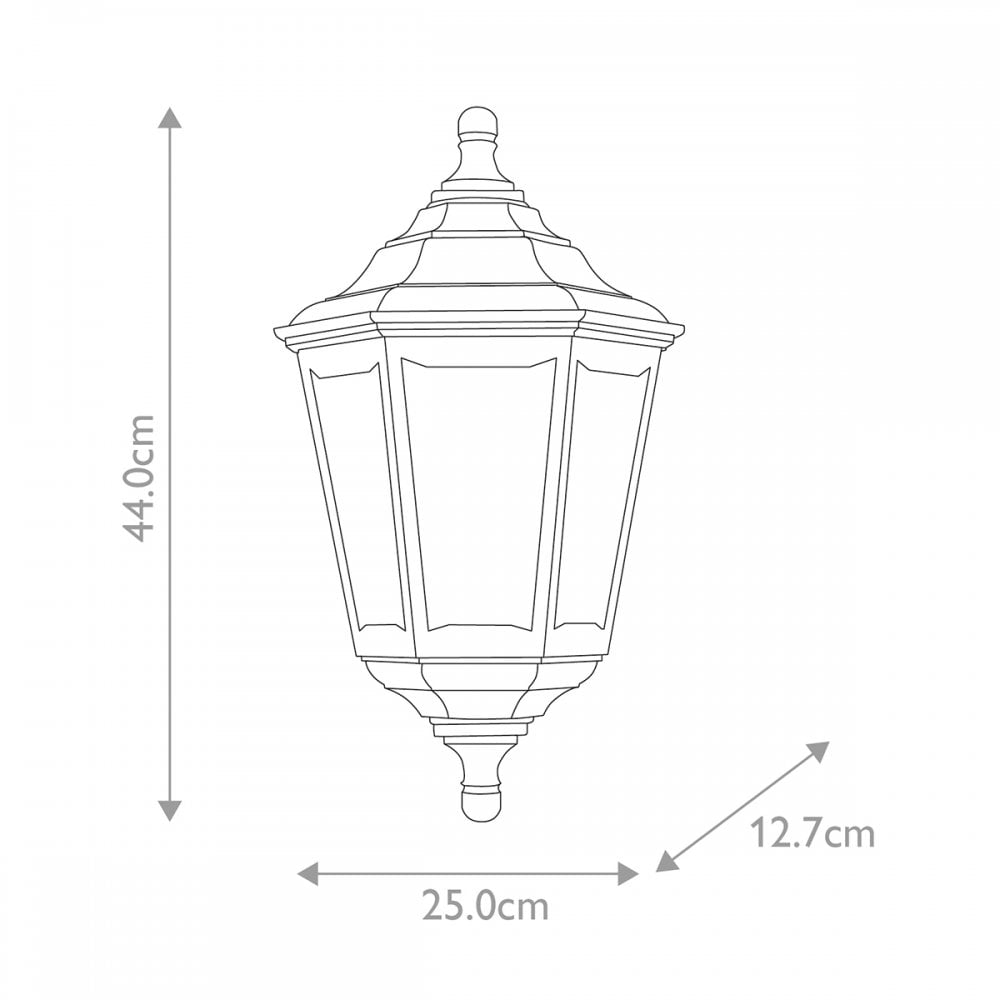 Elstead KINSALE-FLUSH Kinsale Outdoor 1 Light Flush Lantern Wall Lamp Black (S)