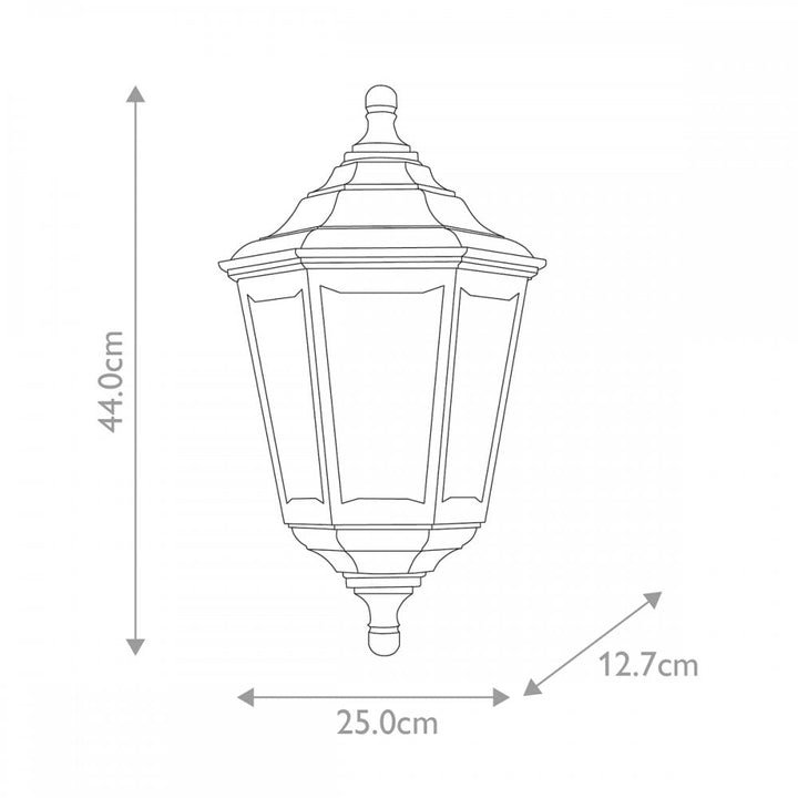 Elstead KINSALE-FLUSH Kinsale Outdoor 1 Light Flush Lantern Wall Lamp Black (S)