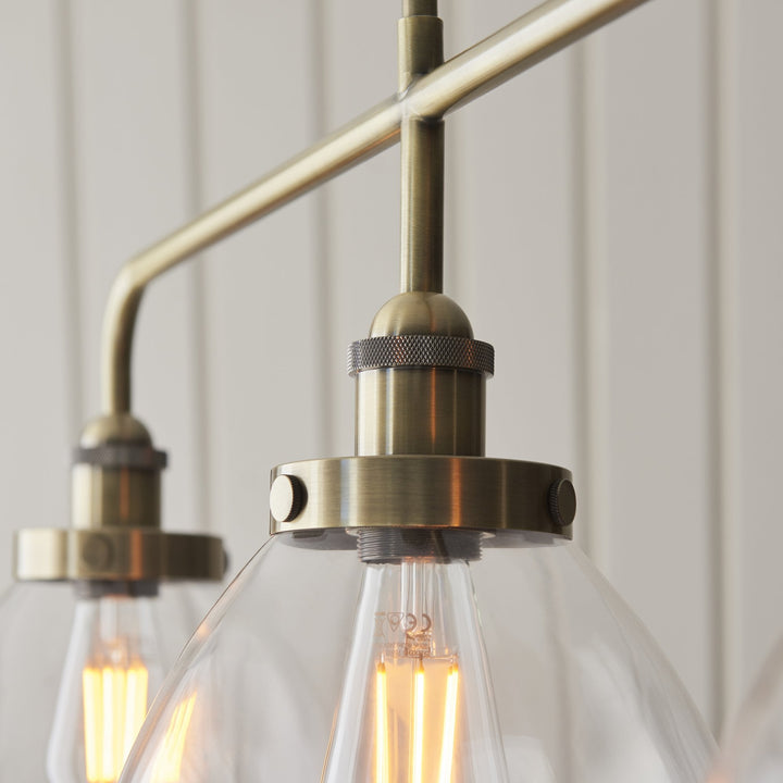 Endon 103014 Hansen 3 Light Linear Pendant Antique Brass