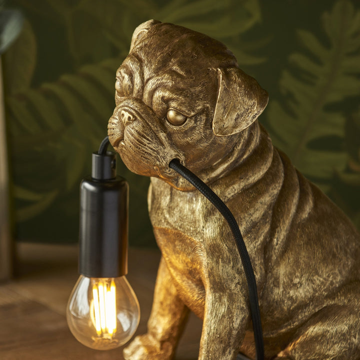 Endon 107324 Pug Puppy Table Lamp Gold & Black