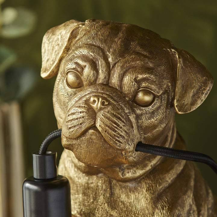 Endon 107324 Pug Puppy Table Lamp Gold & Black