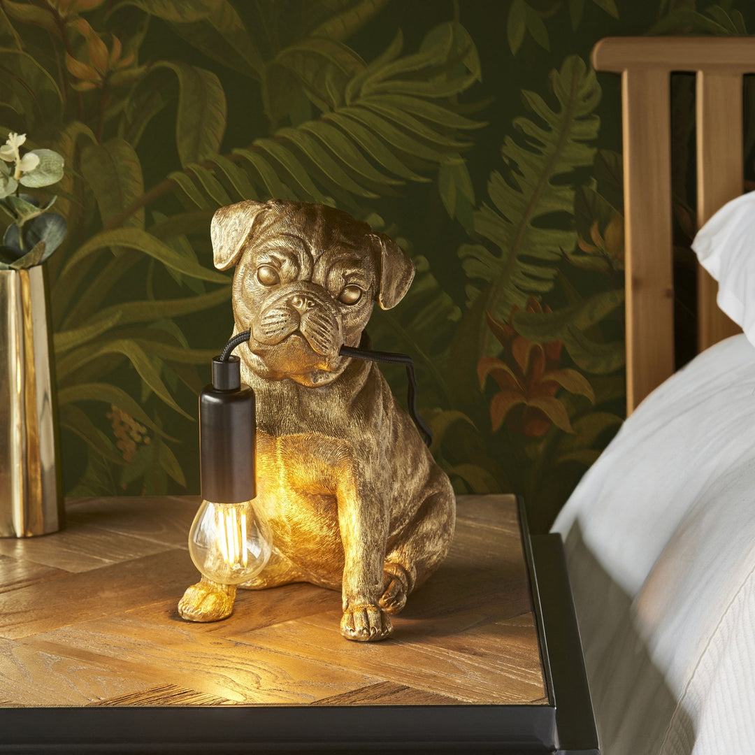 Endon 107324 Pug Puppy Table Lamp Gold & Black