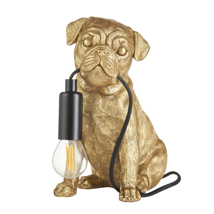 Endon 107324 Pug Puppy Table Lamp Gold & Black