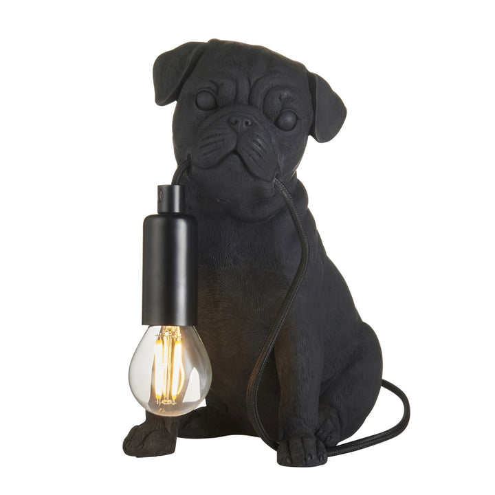 Endon 107325 Pug Puppy Table Lamp Black