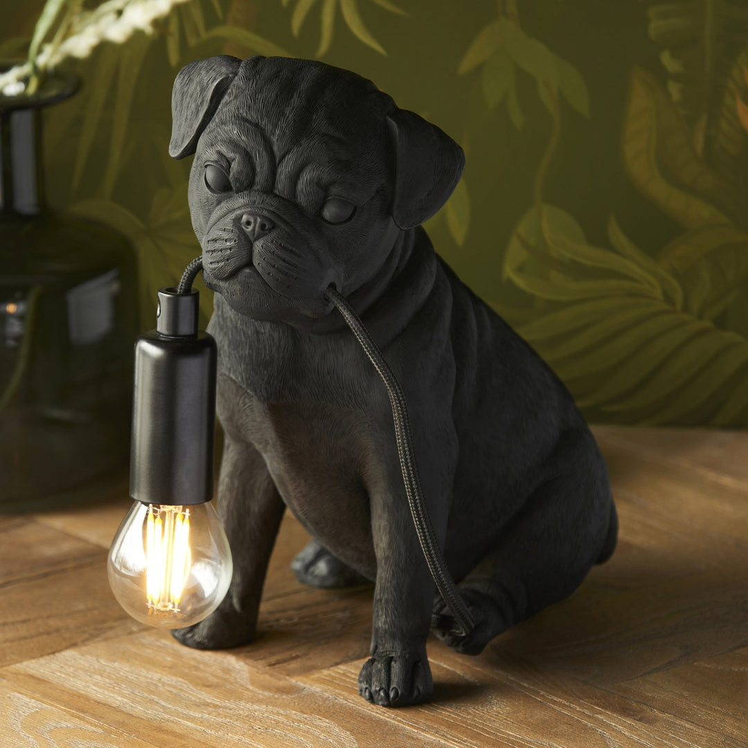 Endon 107325 Pug Puppy Table Lamp Black