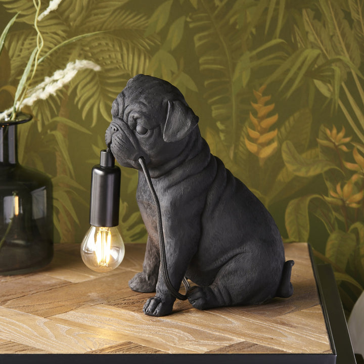 Endon 107325 Pug Puppy Table Lamp Black