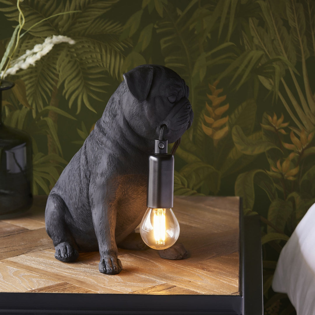 Endon 107325 Pug Puppy Table Lamp Black