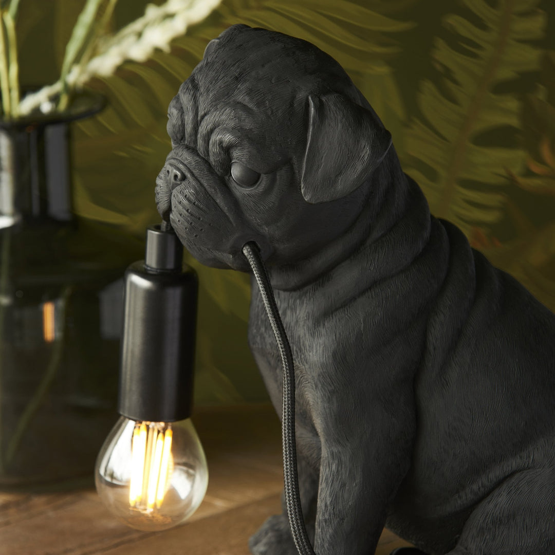 Endon 107325 Pug Puppy Table Lamp Black