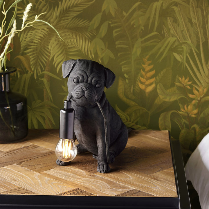 Endon 107325 Pug Puppy Table Lamp Black