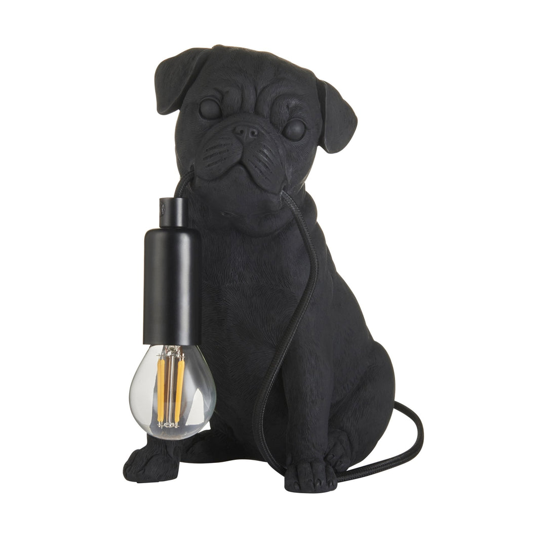 Endon 107325 Pug Puppy Table Lamp Black