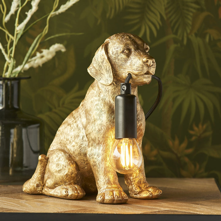 Endon 107364 Labrador Puppy Table Lamp Gold & Black