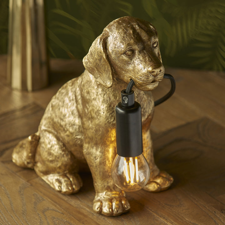 Endon 107364 Labrador Puppy Table Lamp Gold & Black