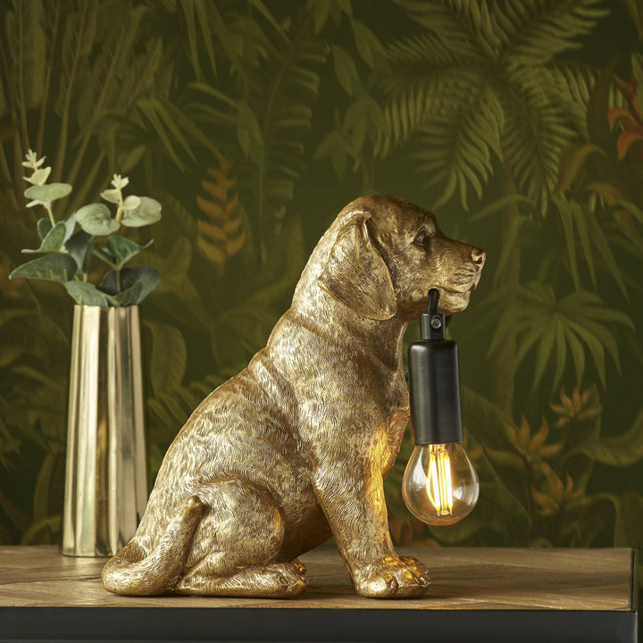 Endon 107364 Labrador Puppy Table Lamp Gold & Black