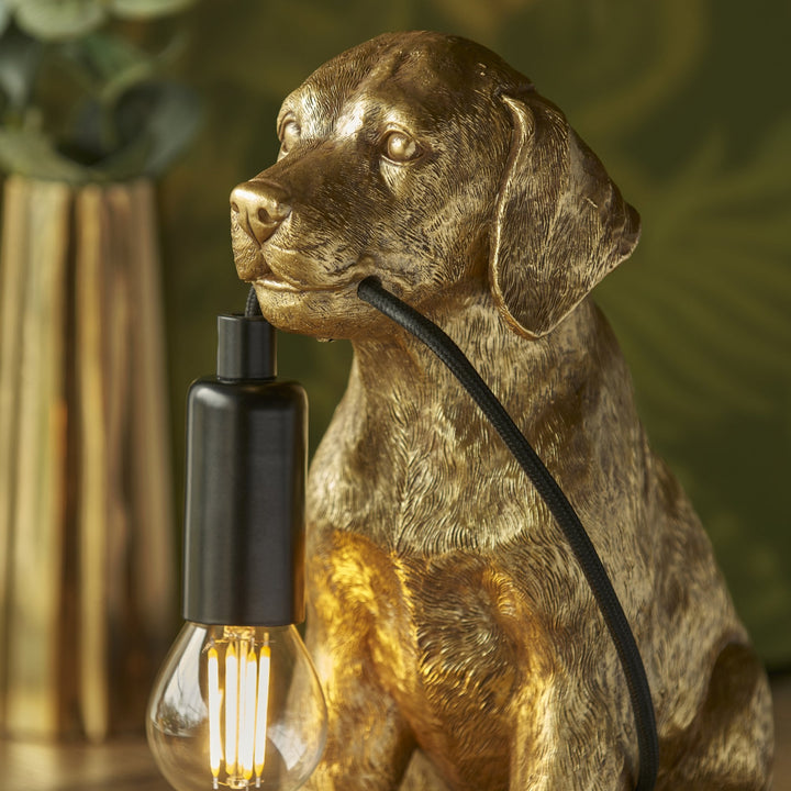 Endon 107364 Labrador Puppy Table Lamp Gold & Black