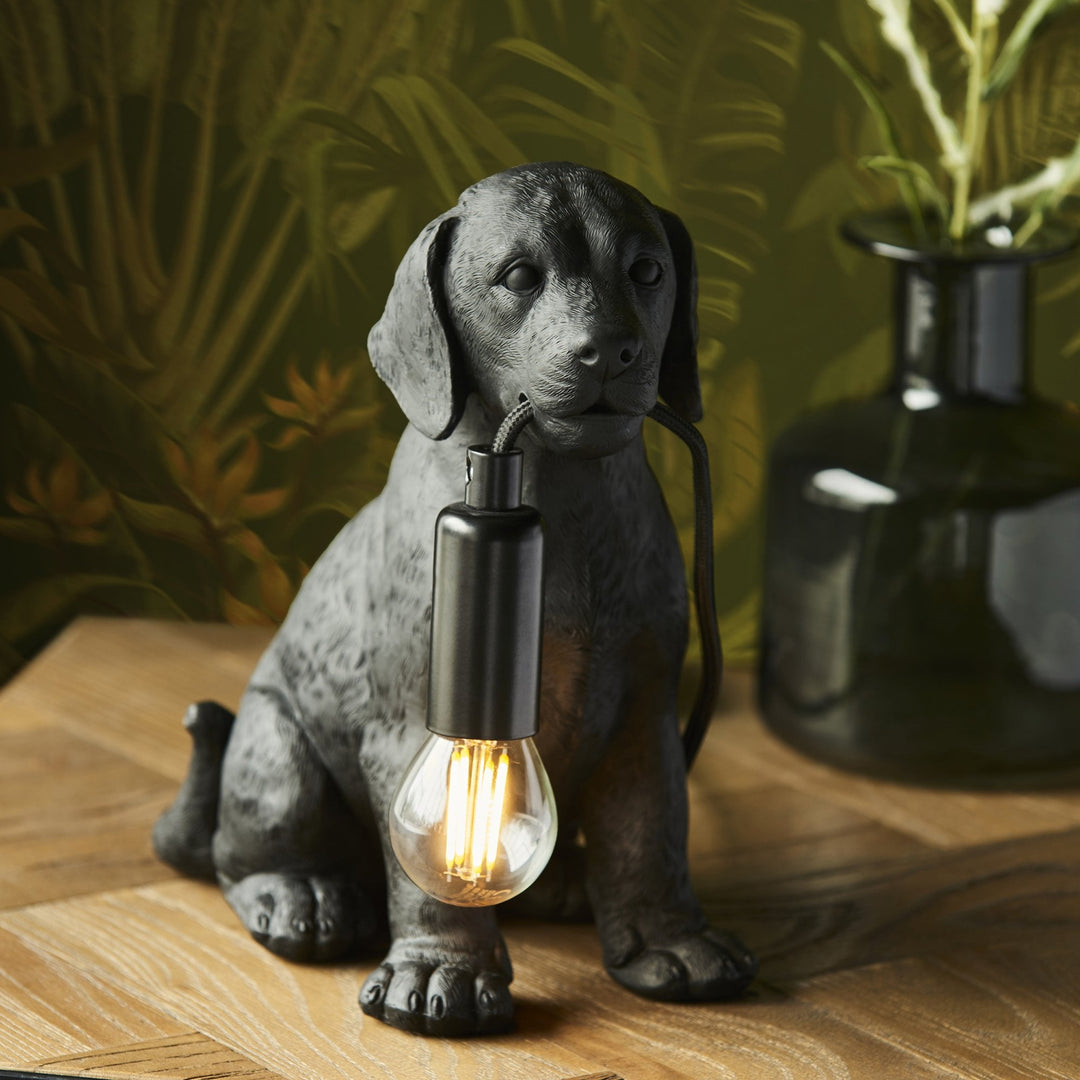 Endon 107365 Labrador Puppy Table Lamp Black