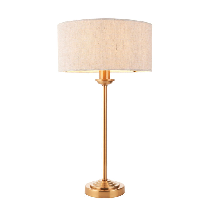 Endon 110728 Highclere Table Lamp Vintage Brass & Natural Linen Shade