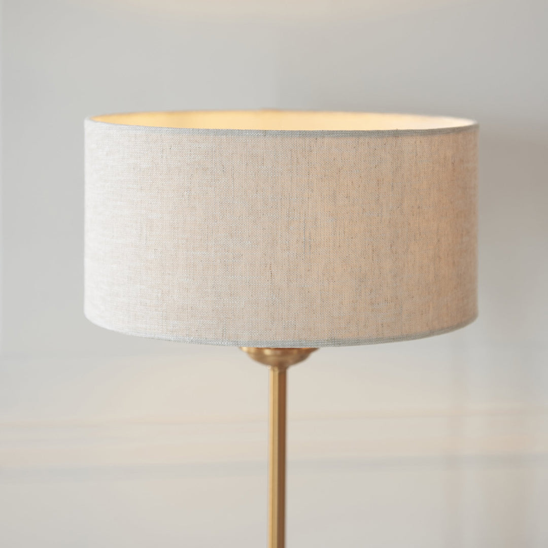 Endon 110728 Highclere Table Lamp Vintage Brass & Natural Linen Shade