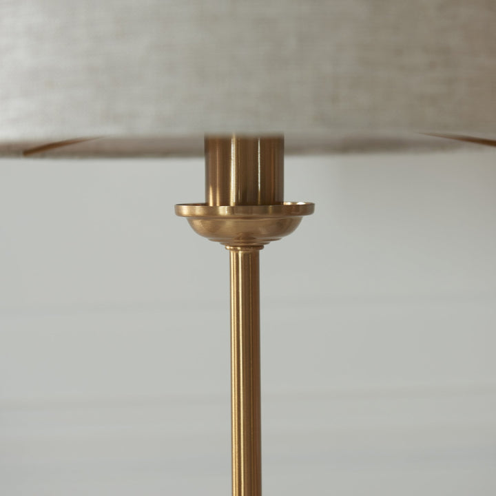 Endon 110728 Highclere Table Lamp Vintage Brass & Natural Linen Shade